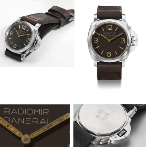 Rolex made for Panerai. An extremely rare and attractive stainless steel water-resistant diver's wristwatch with brown-coloured dial and military registration marking to the case back