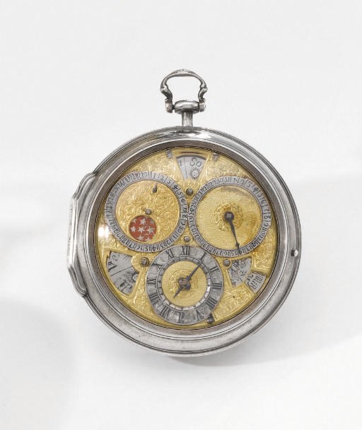 Antram. A fine and rare silver pair case astronomical verge watch
