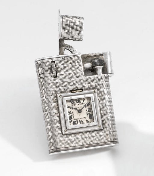 Cartier. An unusual silver lighter watch