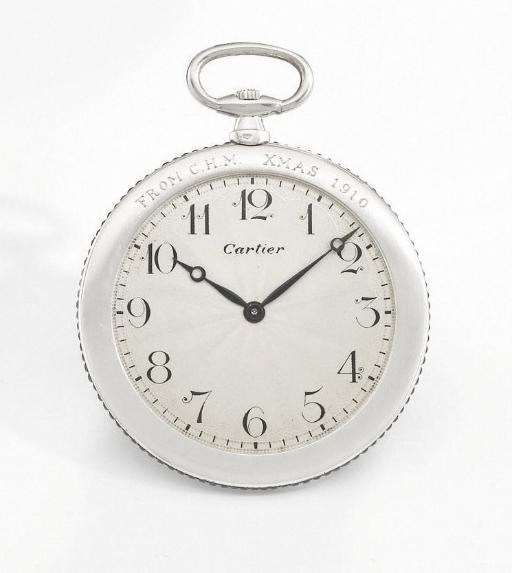 Cartier. A very fine platinum and sapphire-set ultra slim keyless lever dress watch