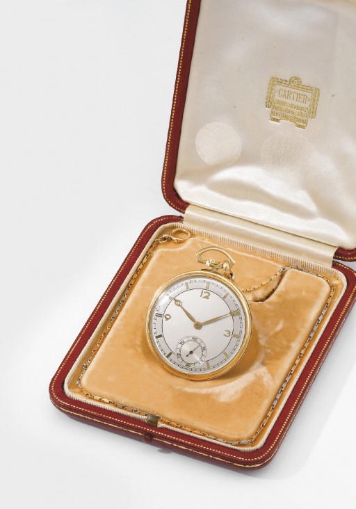 Louis Audemars, made for Cartier. An 18K gold openface keyless lever dress