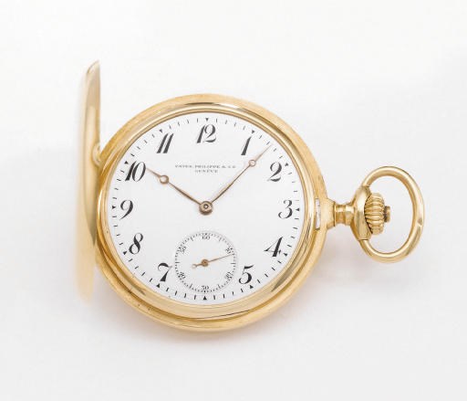 Patek Philippe. An 18K gold hunter case keyless lever watch