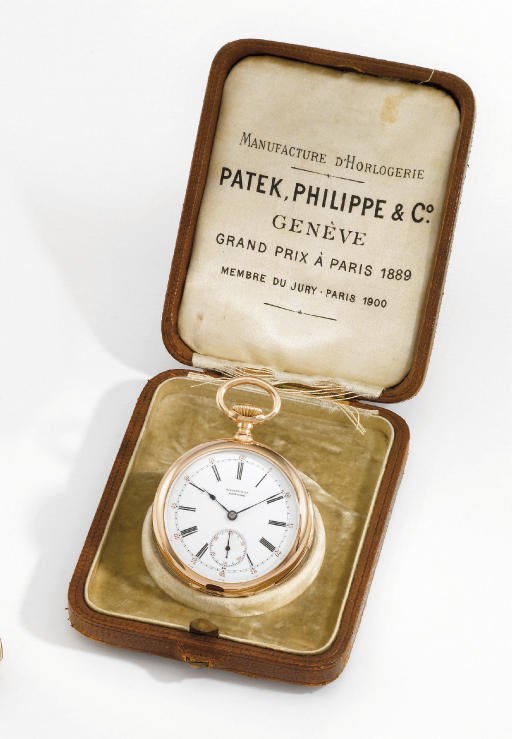 Patek Philippe. A fine 18K pink gold openface minute repeating keyless lever watch
