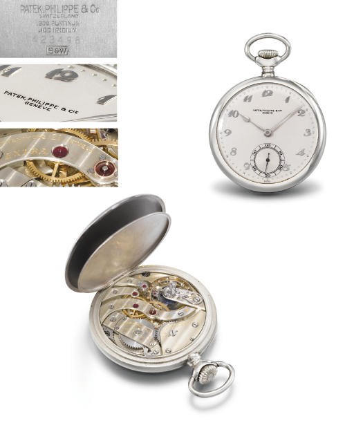 Patek Philippe. An extremely fine and rare platinum openface keyless lever watch with Breguet numerals, Guillaume balance and Bulletin de Marche