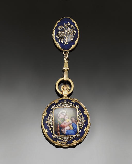 A late 19th century gold and enamel fob watch, by Henry Capt