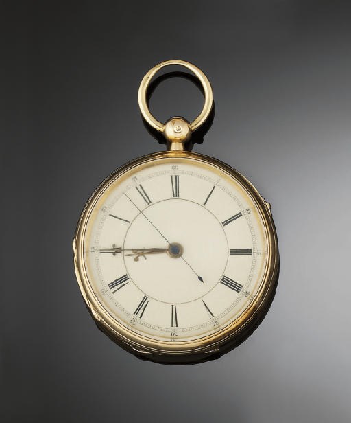 AN 18CT. GOLD CHRONOGRAPH KEYLESS POCKET WATCH