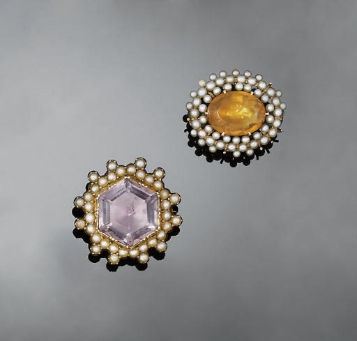 A group of 19th century brooches and stickpins