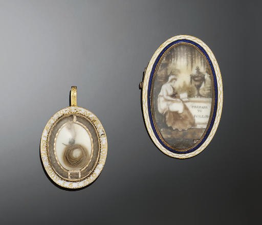 A GEORGE III MOURNING BROOCH AND A PENDANT