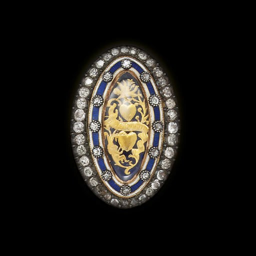 A Georgian diamond and enamel brooch