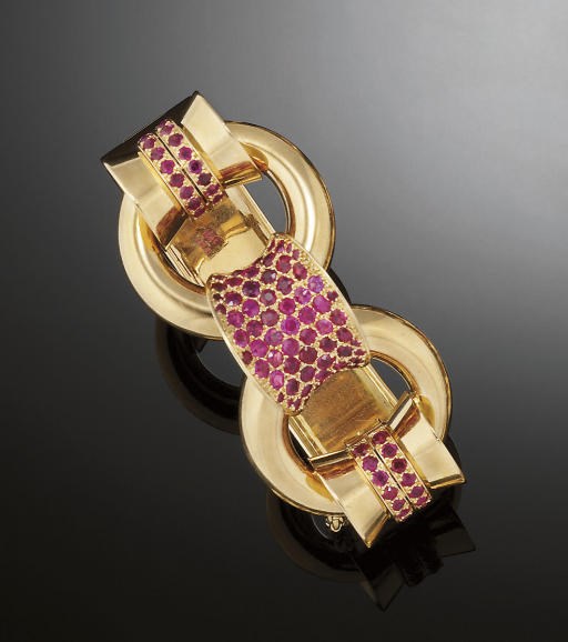 A gold and ruby bracelet, by Van Cleef & Arpels