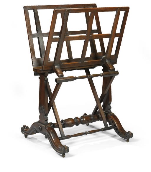 AN EARLY VICTORIAN ROSEWOOD FOLIO STAND