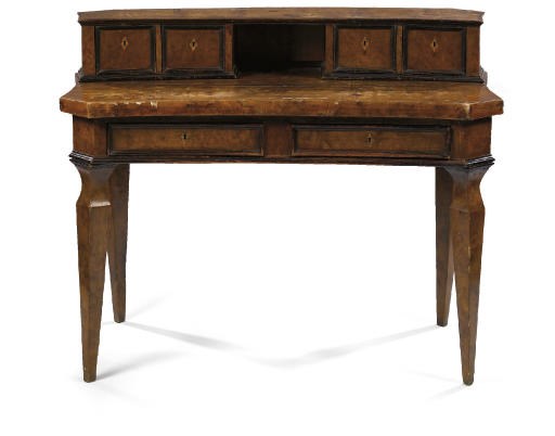 A NORTH ITALIAN WALNUT AND EBONISED WRITING TABLE