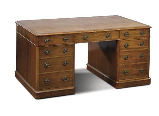 A VICTORIAN MAHOGANY PEDESTAL DESK
