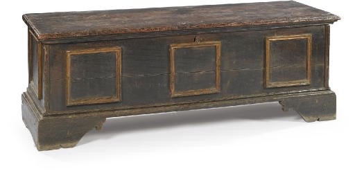A NORTH ITALIAN WALNUT AND PARCEL-GILT CASSONE