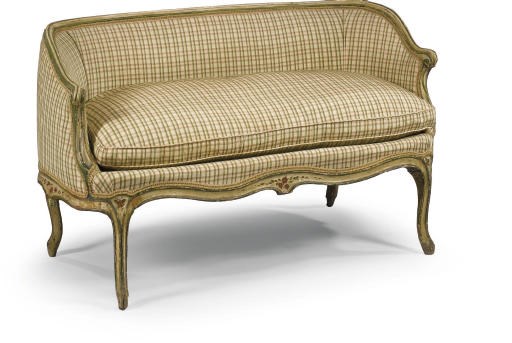 A SMALL NORTH ITALIAN POLYCHROME DECORATED SOFA