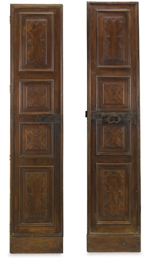 A PAIR OF ITALIAN WALNUT DOORS