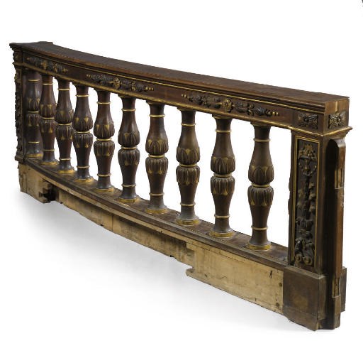 A PAIR OF NORTH ITALIAN WALNUT AND PARCEL-GILT BALUSTRADES