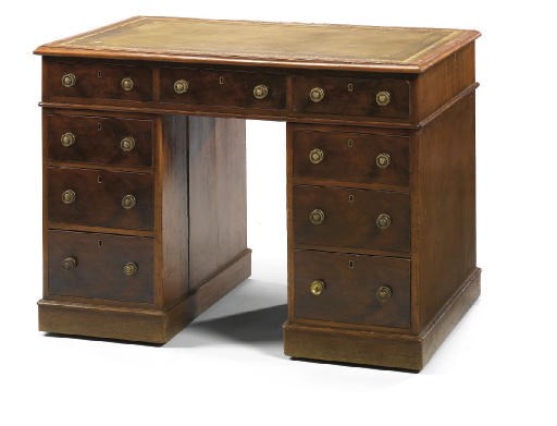 A VICTORIAN MAHOGANY PEDESTAL DESK