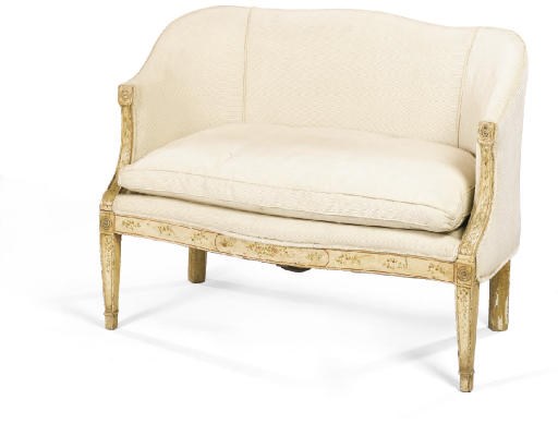 A SMALL NORTH ITALIAN POLYCHROME DECORATED SOFA