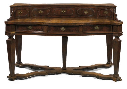 A NORTH ITALIAN WALNUT WRITING TABLE