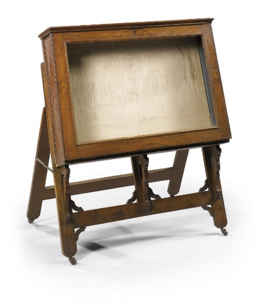 A VICTORIAN WALNUT DISPLAY OR FOLIO CABINET