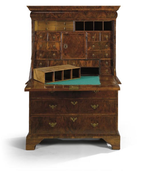 A QUEEN ANNE WALNUT AND BURR WALNUT SECRETAIRE CABINET