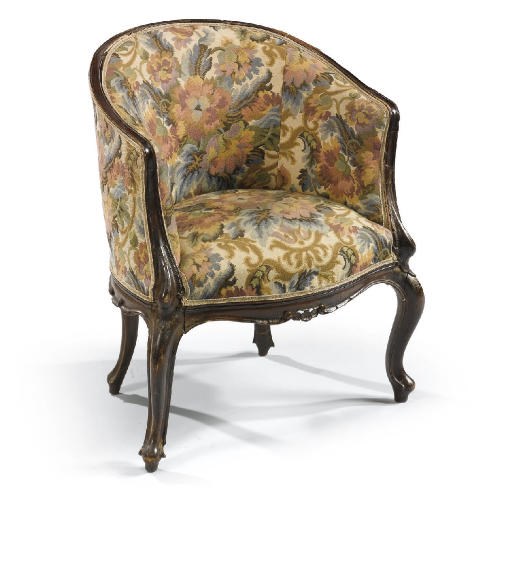 A VENETIAN STAINED WALNUT TUB ARMCHAIR