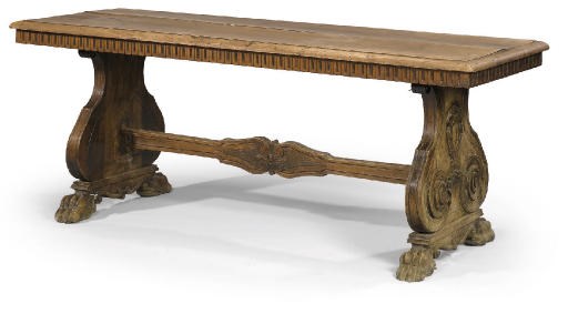 AN ITALIAN WALNUT CENTRE TABLE