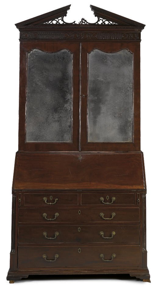 A GEORGE III MAHOGANY BUREAU CABINET