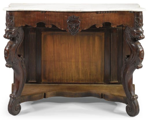 A NORTH ITALIAN MAHOGANY SERPENTINE CONSOLE TABLE