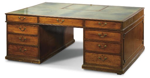 A GEORGE III MAHOGANY PARTNERS' DESK