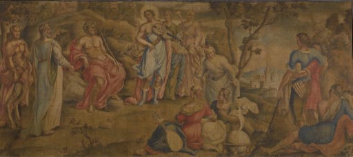 A PAINTED CANVAS TROMP L'OEIL WALL HANGING