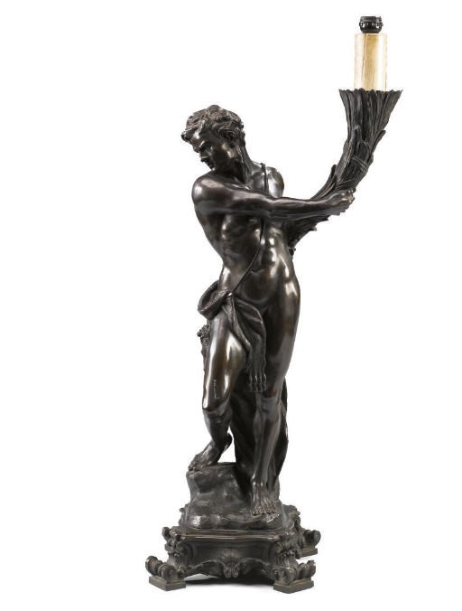 AN ITALIAN BRONZE FIGURAL LAMP