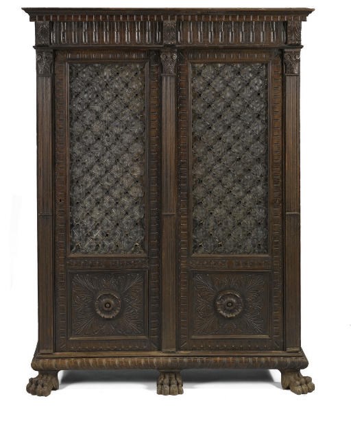 AN ITALIAN BEECH AND STAINED SOFTWOOD ARMADIO