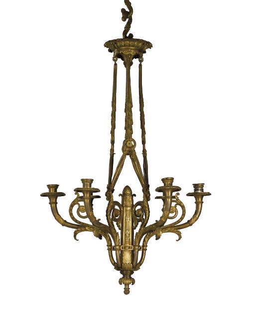 AN ITALIAN ORMOLU SIX-LIGHT CHANDELIER