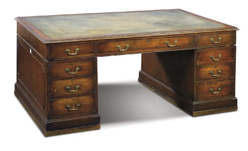 A LATE VICTORIAN MAHOGANY PARTNERS' DESK