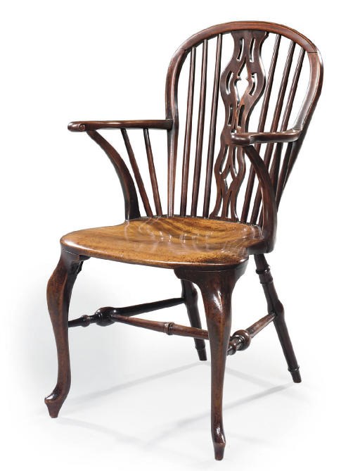 A GEORGE III MAHOGANY WINDSOR ARMCHAIR