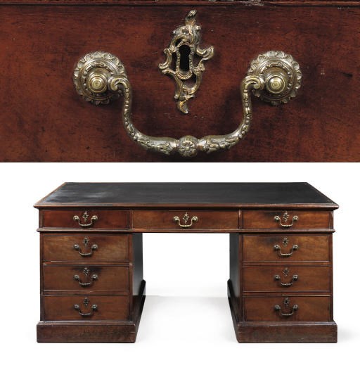 A GEORGE III MAHOGANY PEDESTAL DESK