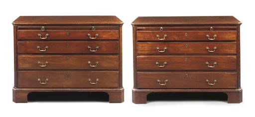 A MATCHED PAIR OF GEORGE III MAHOGANY DRESSING-CHESTS
