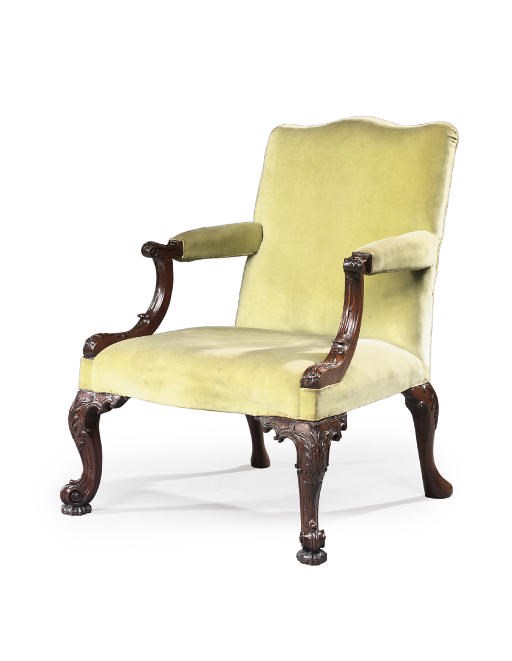 A GEORGE III MAHOGANY ARMCHAIR