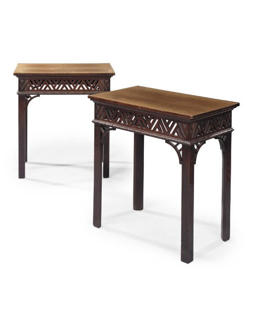 A PAIR OF MAHOGANY TABLES