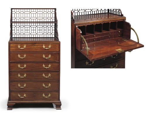 A GEORGE III MAHOGANY SECRETAIRE-CABINET