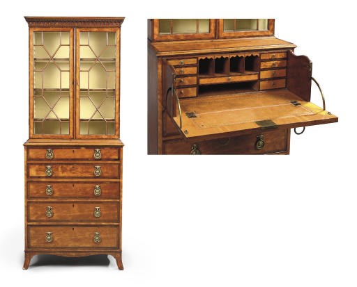 A GEORGE III SATINWOOD SECRETAIRE-CABINET