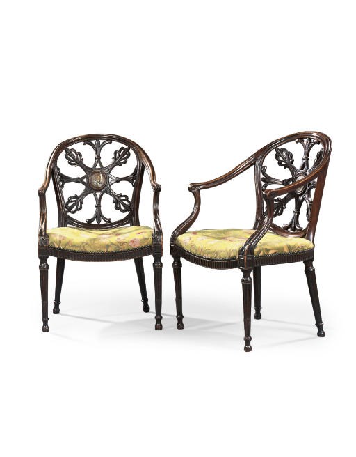 A PAIR OF GEORGE III MAHOGANY ARMCHAIRS