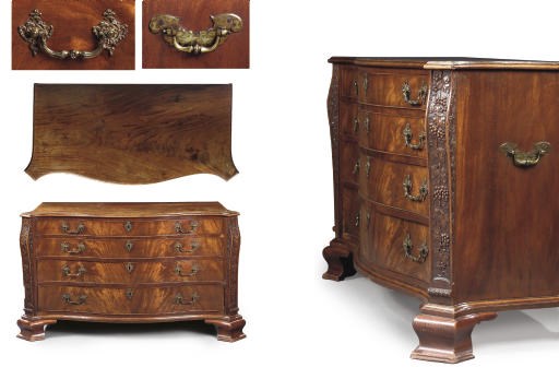 A GEORGE III MAHOGANY SERPENTINE DRESSING-COMMODE