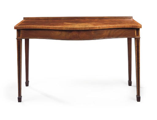 A GEORGE III MAHOGANY AND ROSEWOOD SERPENTINE SERVING-TABLE