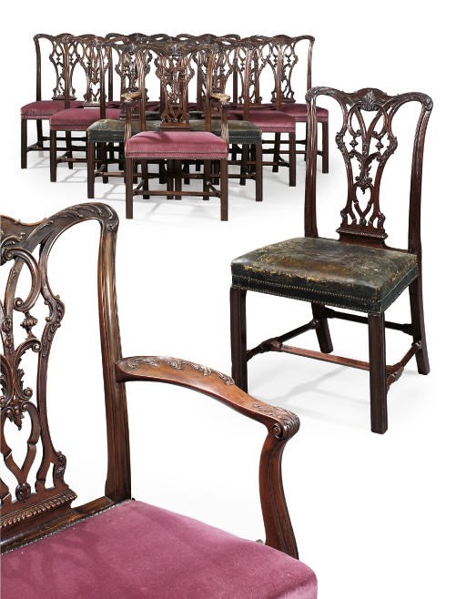 A SET OF TWELVE MAHOGANY DINING-CHAIRS