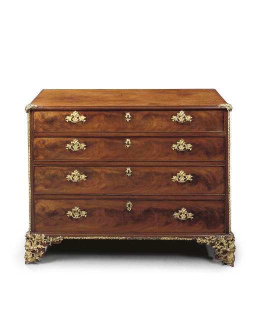 A GEORGE III ORMOLU-MOUNTED MAHOGANY COMMODE