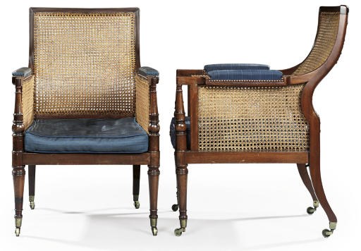 A PAIR OF REGENCY MAHOGANY BERGERES