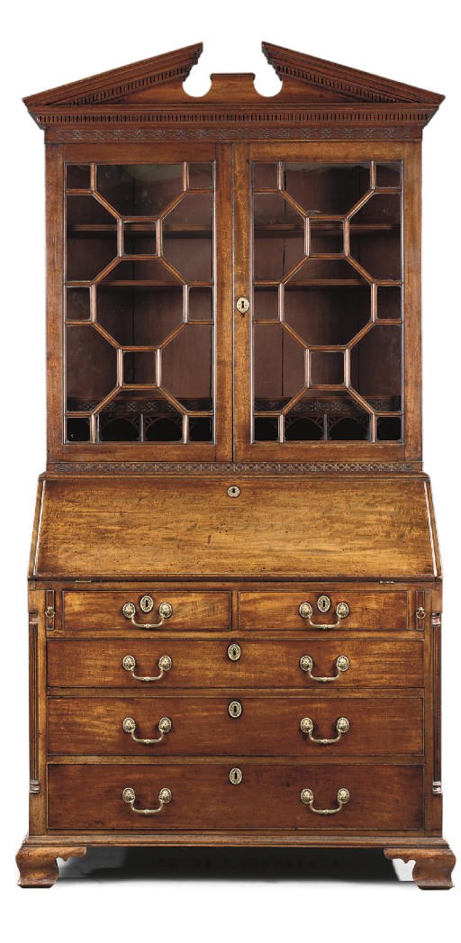 A GEORGE III MAHOGANY BUREAU-CABINET